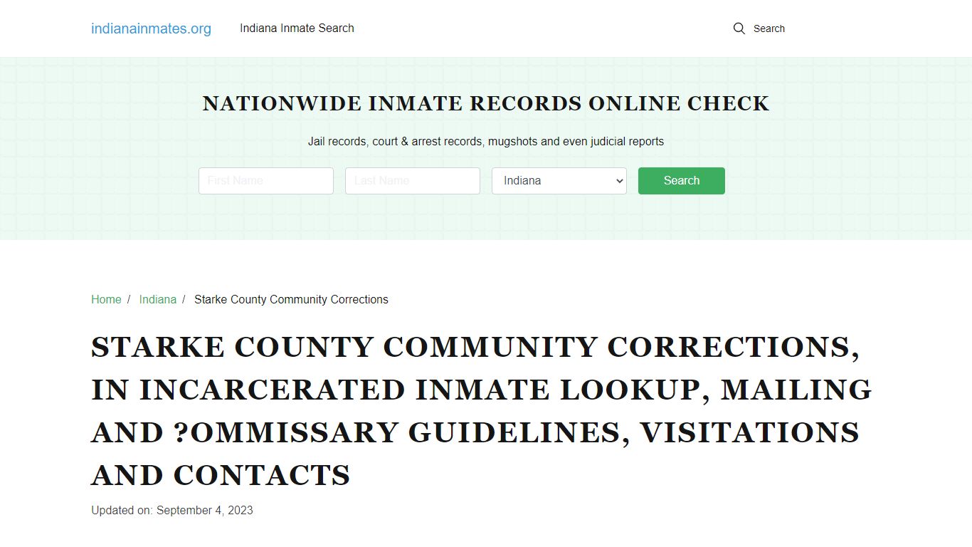 Starke County Community Corrections, IN: Offender Locator, Visitation ...